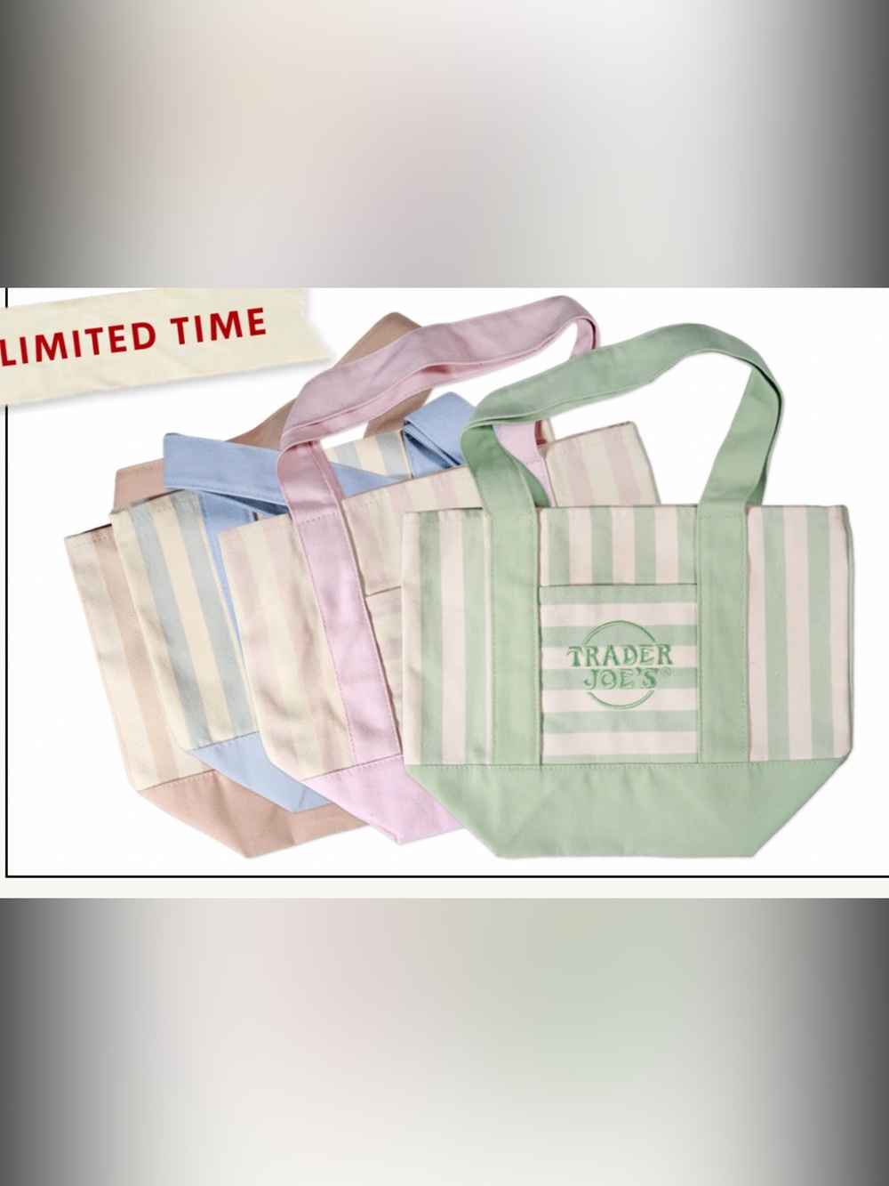 NWT Trader Joes’s Striped Mini Canvas Tote Bag (4 totes)